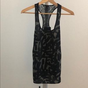 Black & Gray Halter Top - Lace Back